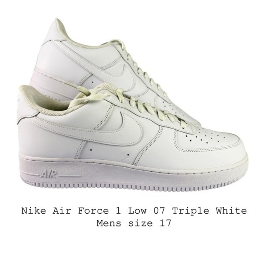 Nike Air Force 1 Low 07 Triple White Mens‎ Hard-to-find size 17 Sneakers